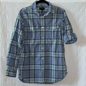 Banana Republic Long Sleeve Ascot Plaid Button Down Shirt